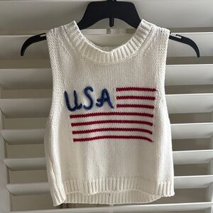 Le Lis White USA Flag Knit Sweater Vest